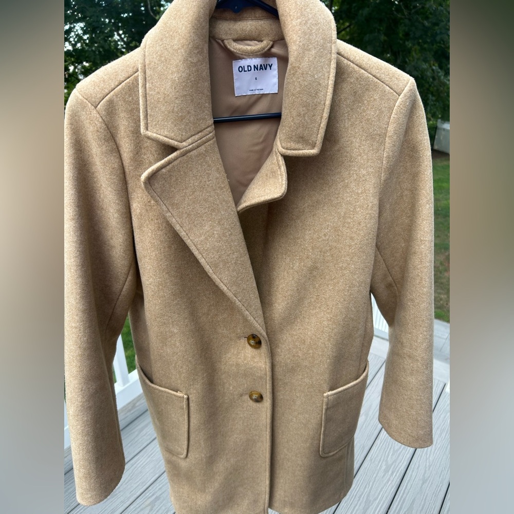 Tan Old Navy Wool Style Coat Size Small